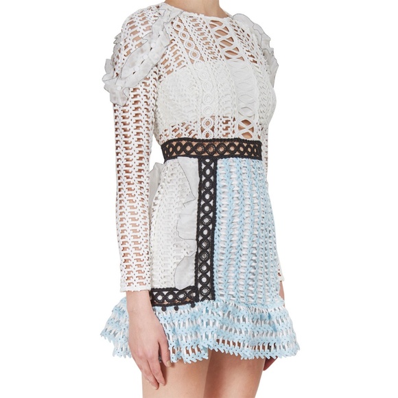 SELF-PORTRAIT Frill Shoulder Panel Lace Mini - Picture 2 of 8